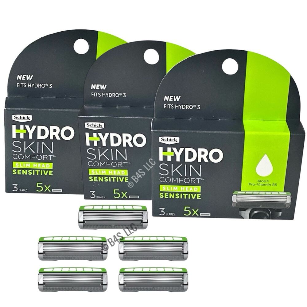 Schick Hydro Skin Comfort Sensitive 3 Blade Refills 15 Ct (3 Boxes)